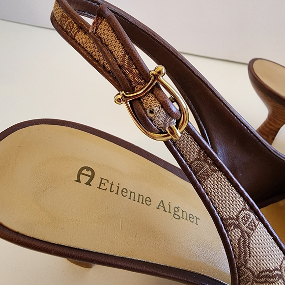 Etienne Aigner Brown Tassel Slingback Pumps - Picture 3 of 7